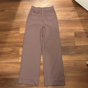 Workout or work pants, purple, grayish color with sewn in buttons